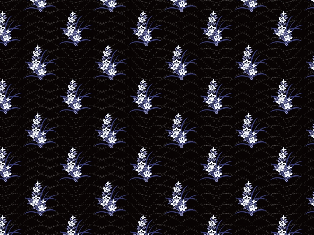 Set of 5 Balloon Flower Pattern Background Illustrations and Vectors | White Flowers and Black Background