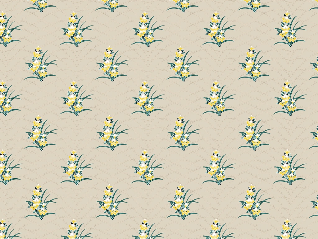 Set of 5 Balloon Flower Pattern Background Illustrations and Vectors | Yellow Flowers and Beige Background