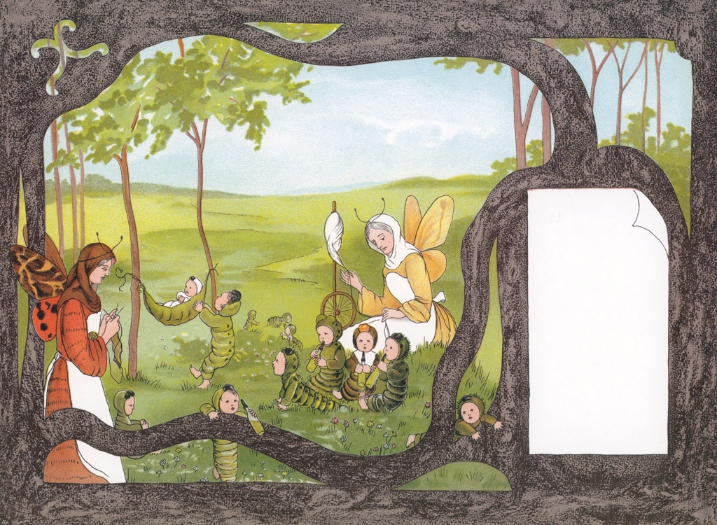 Plate #1(There are also little babies there, “the little caterpillars”) from “The Story of the Butterfly Children” by Sibylle von Olfers | Original