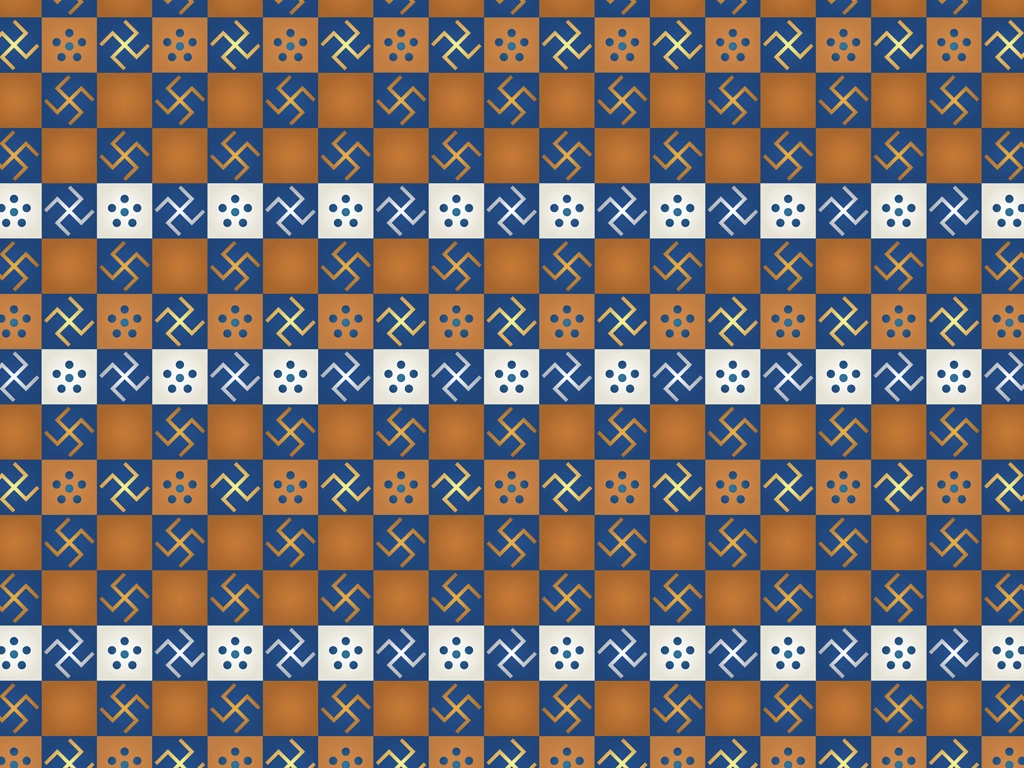 Set of 5 Six-Star and Swastika Crest Background Illustrations and Vectors | Brown and Blue