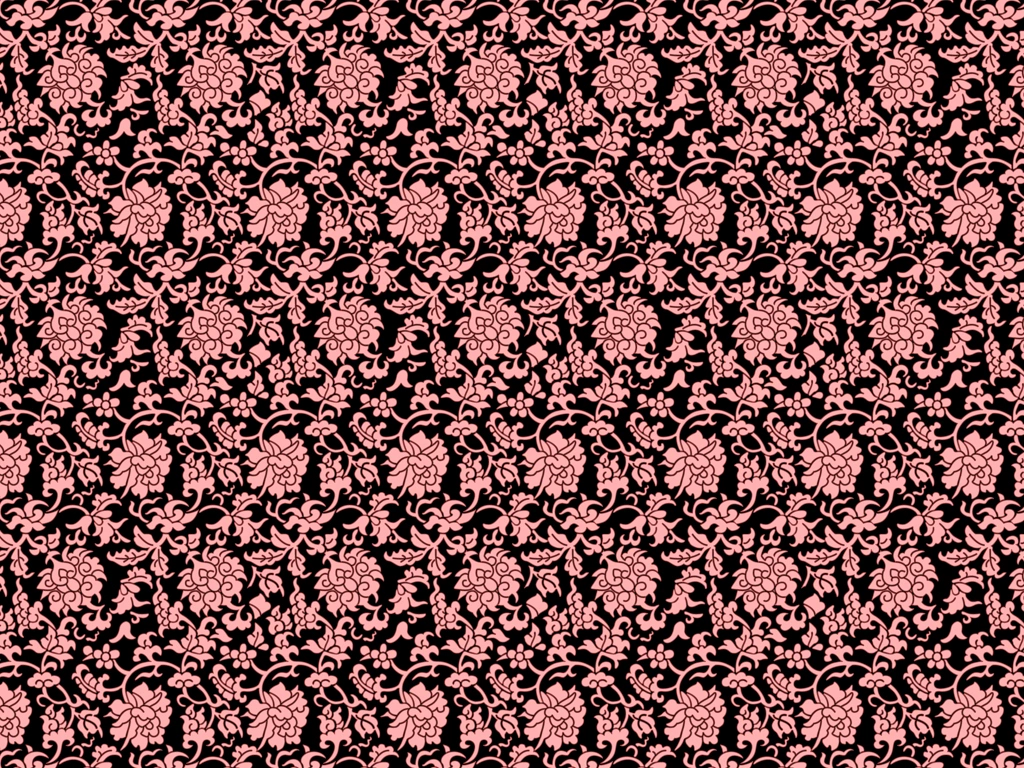 6種類の更紗柄模様の背景イラストとベクター | ピンク色と黒色