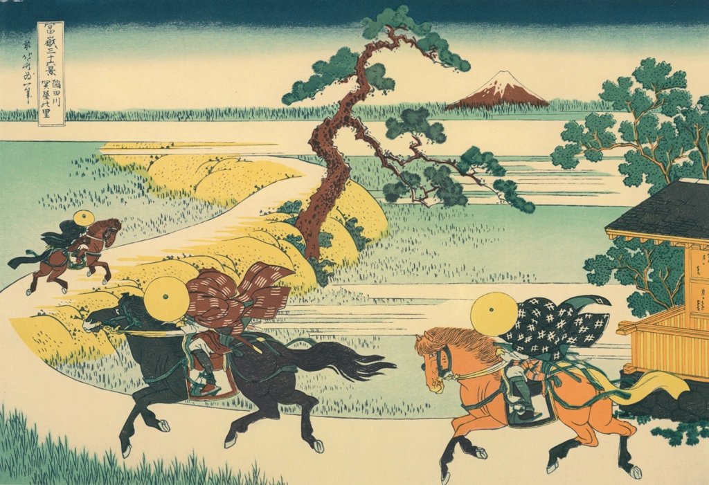 Thirty-Six Views of Mount Fuji: Sekiya Village on the Sumida River by Katsushika Hokusai (circa 1830) | from Complete Collection of Ukiyo-e Prints, Separate Volume II
