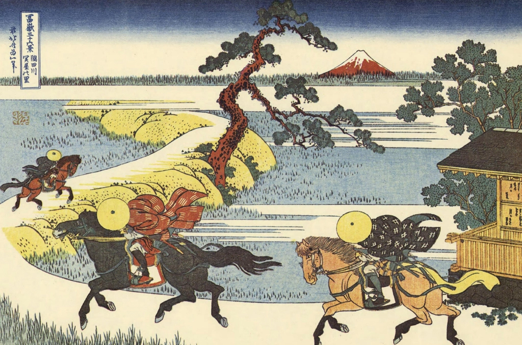 Thirty-Six Views of Mount Fuji: Sekiya Village on the Sumida River by Katsushika Hokusai (circa 1830) | from Ukiyo-e Masterpiece Selection: Hokusai II