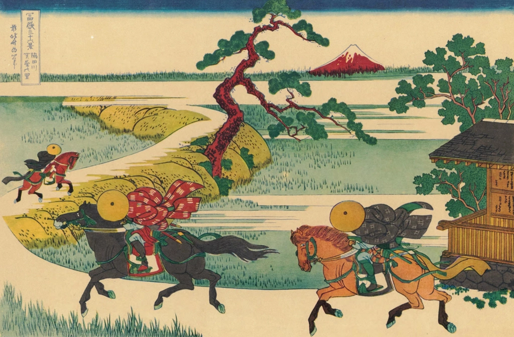 Thirty-Six Views of Mount Fuji: Sekiya Village on the Sumida River by Katsushika Hokusai (circa 1830) | from Fugaku Sanjūrokkei