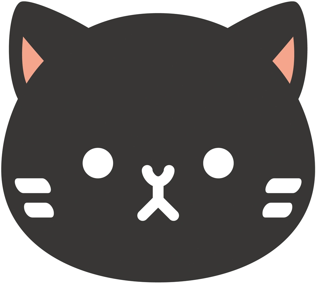 Set of 6 Cat Head Illustrations and Vectors | Black Cat