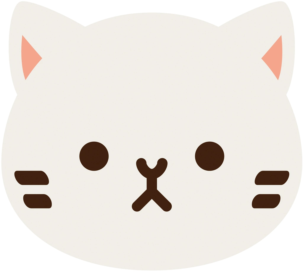 Set of 6 Cat Head Illustrations and Vectors | White Cat