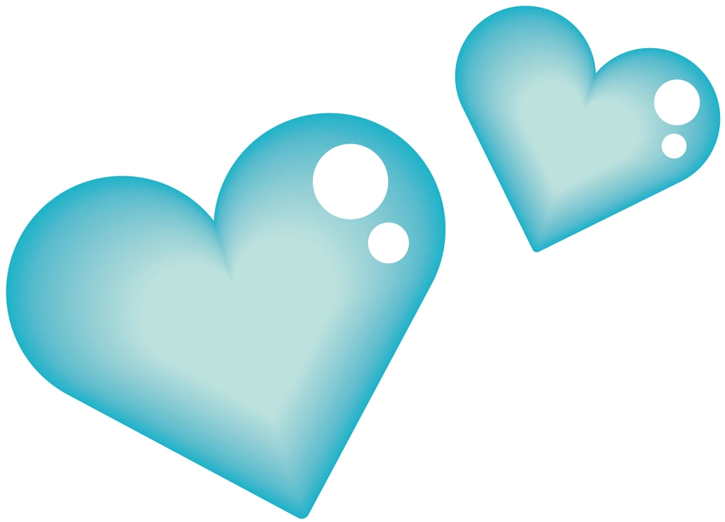 Set of 6 Two Heartsl Illustrations and Vectors | Light Blue