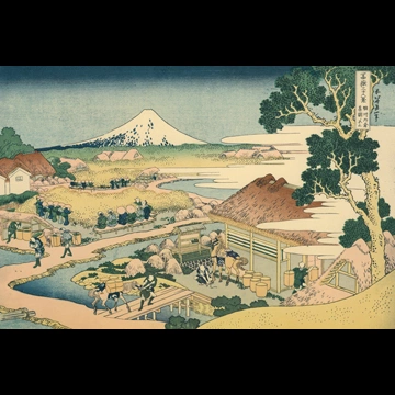 Thirty-Six Views of Mount Fuji: Tea Plantation at Katakura in Suruga Province by Katsushika Hokusai (circa 1830)