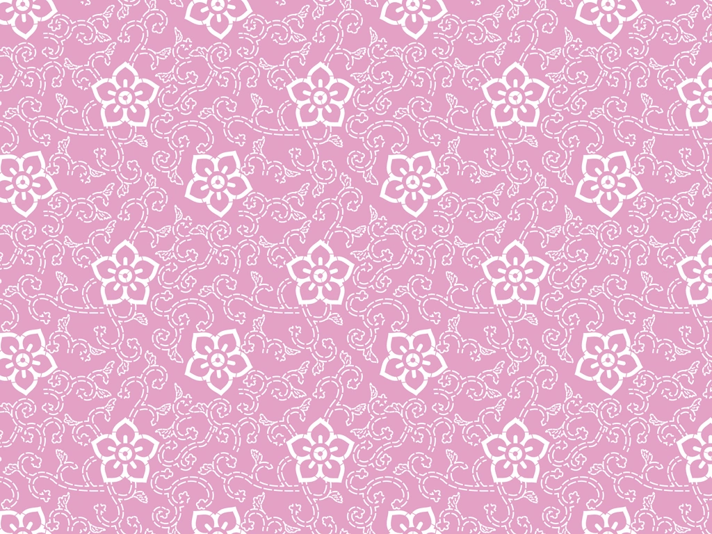 6種類の蔓と花柄の背景イラストとベクター | 白色とピンク色