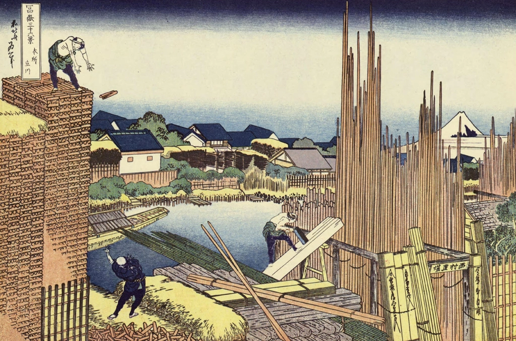 Thirty-Six Views of Mount Fuji: Tate River from the Timberyard at Honjo by Katsushika Hokusai (circa 1830) | from Ukiyo-e Masterpiece Selection: Hokusai I