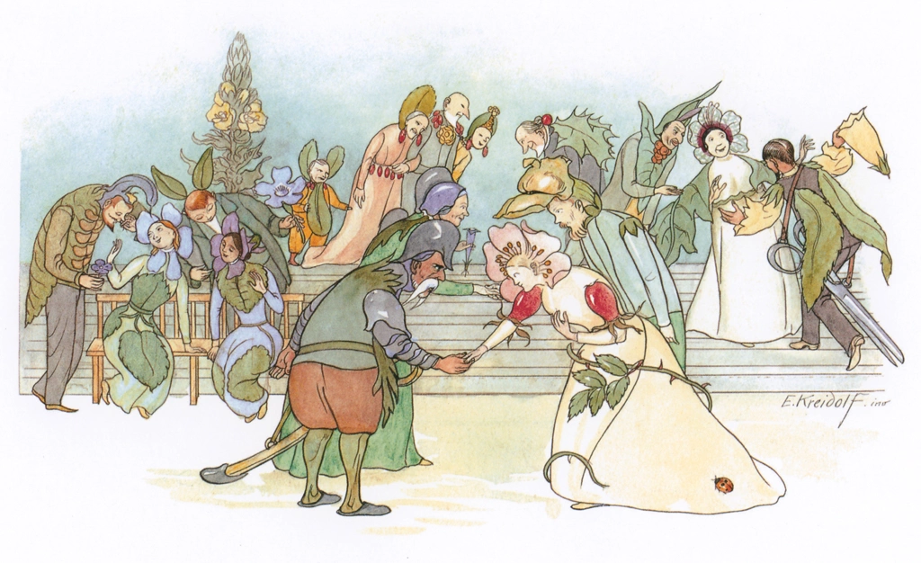「花のメルヘン 結婚式のお客さま」 エルンスト・クライドルフ | NorthSouth Booksより