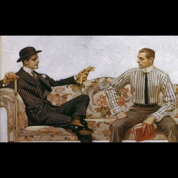 「ソファーに座る二人の男性 （アロー・カラーの広告）」 J・C・ライエンデッカー （1912年）