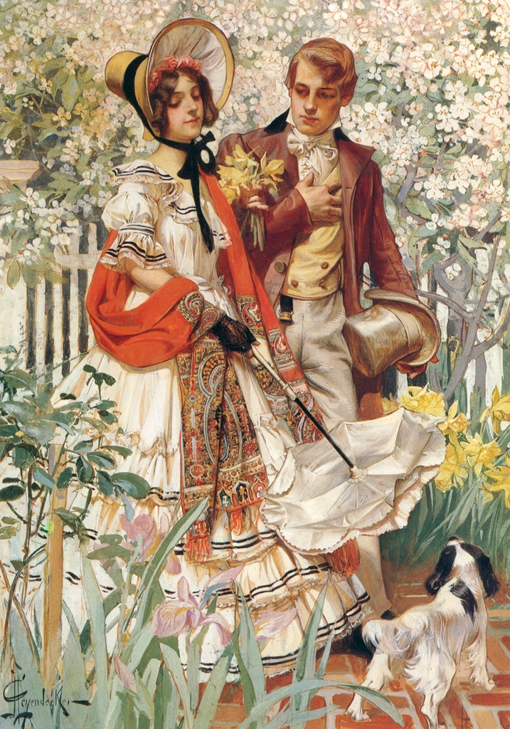 「庭園の散歩」 J・C・ライエンデッカー （1904年） | 黄金時代の画家たち アメリカン・イラストレーション展より