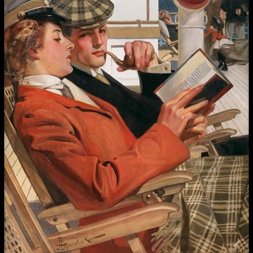 「デッキチェアのカップル」 J・C・ライエンデッカー （1904年）