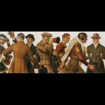 「ラグビー選手とファン （クッペンハイマーの広告）」 J・C・ライエンデッカー （1917年頃）