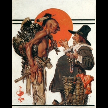 「感謝祭（ピルグリムと交渉するインディアン）」 J・C・ライエンデッカー （1923年）