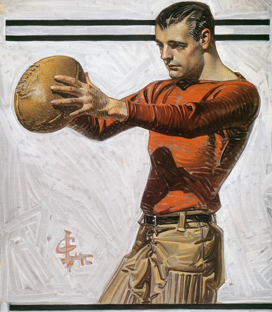 「フットボール選手：ドロップキッカー」 J・C・ライエンデッカー （1912年） | J.C. Leyendecker: American Imagistより