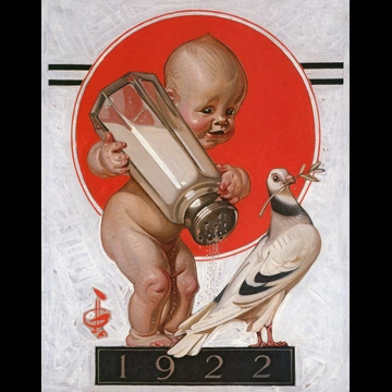 New Year’s Baby 1922 （Baby with Dove) by J. C. Leyendecker (1921)