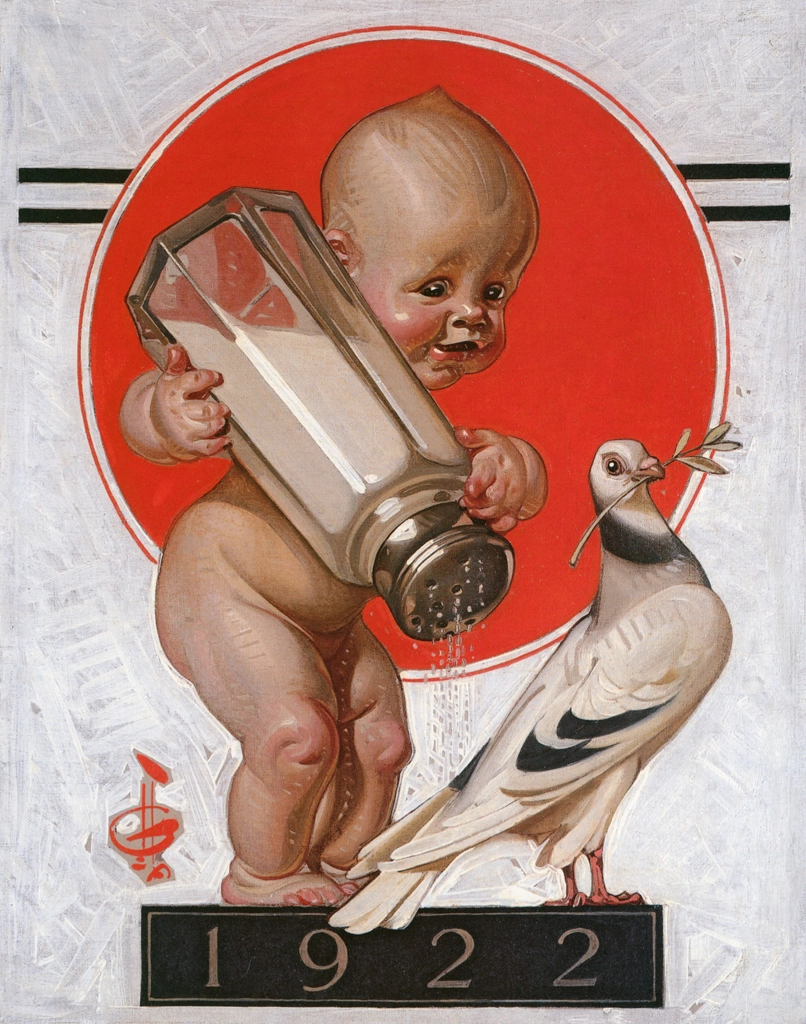 New Year’s Baby 1922 （Baby with Dove) by J. C. Leyendecker (1921) | from J.C. Leyendecker: American Imagist