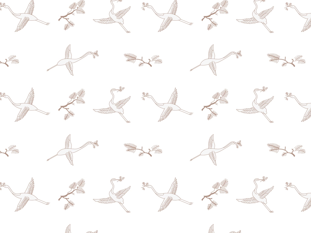 Set of 6 Crane Pattern Background Illustrations and Vectors | White