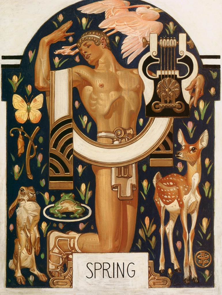 「春 – アポロと動物たち」 J・C・ライエンデッカー （1929年） | J.C. Leyendecker: American Imagistより