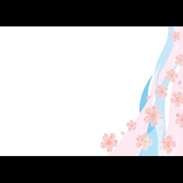 2種類の桜の花と流線の背景イラストとベクター