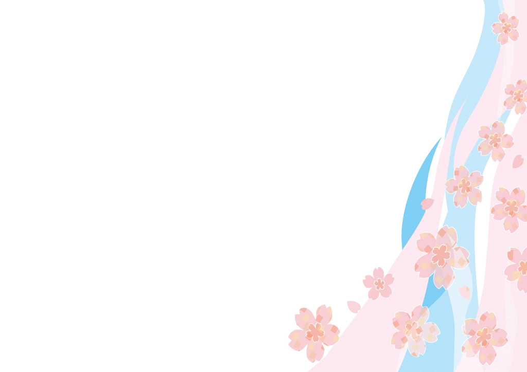 2種類の桜の花と流線の背景イラストとベクター | ピンク色と水色