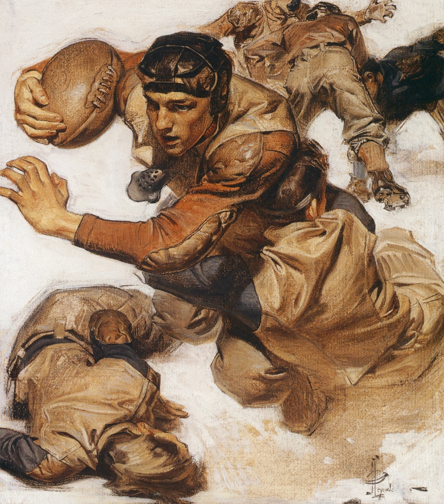 Football Players (The Tackle) by J. C. Leyendecker (1904) | from J.C. Leyendecker: American Imagist