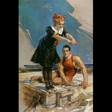 Couple on Raft by J. C. Leyendecker (1909)
