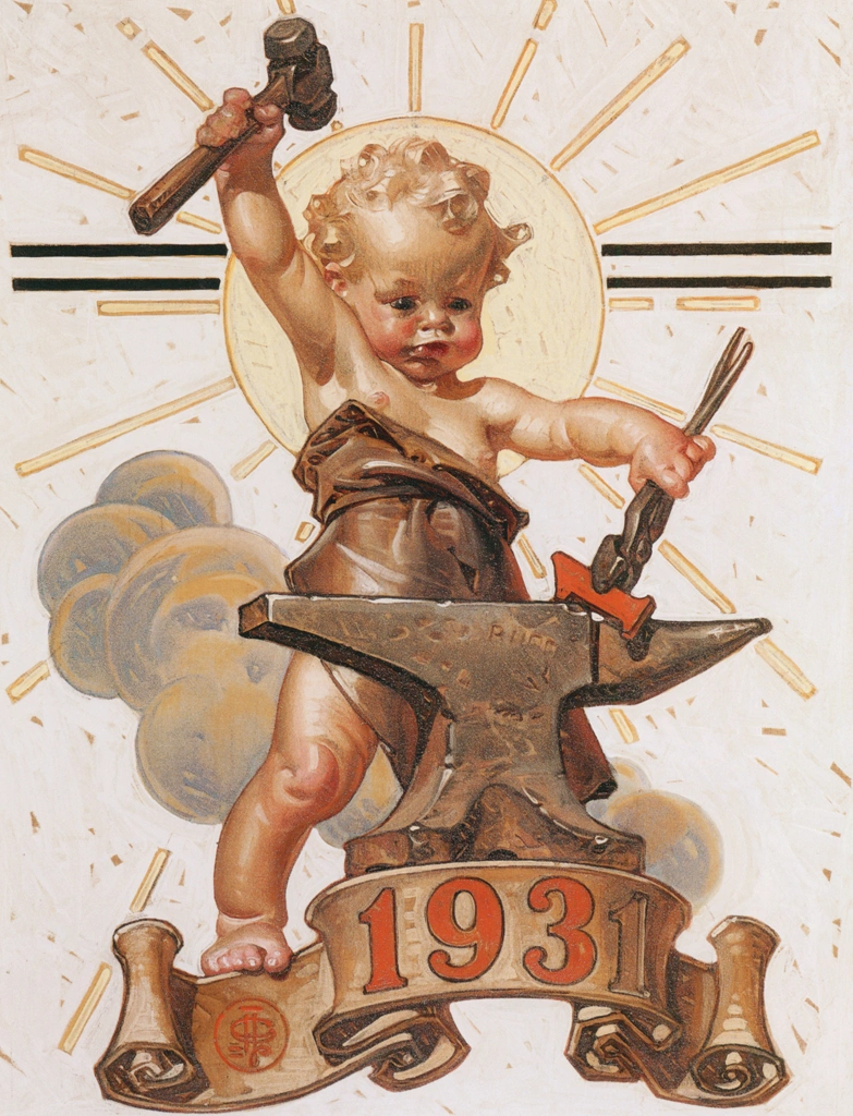 New Year’s Baby 1931 by J. C. Leyendecker (1930) | from J.C. Leyendecker: American Imagist
