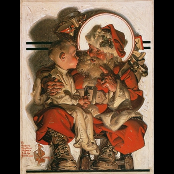 「クリスマス前夜（サンタの膝に乗る少年）」 J・C・ライエンデッカー （1923年）