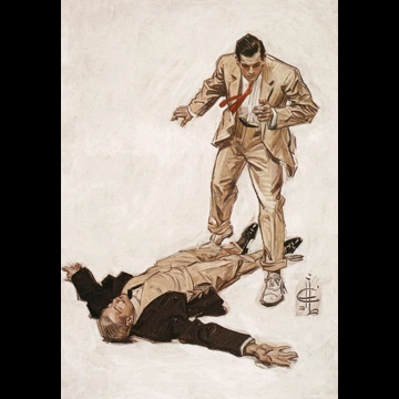 Two Men Fighting (from The Voice in the Rice) by J. C. Leyendecker (1909)
