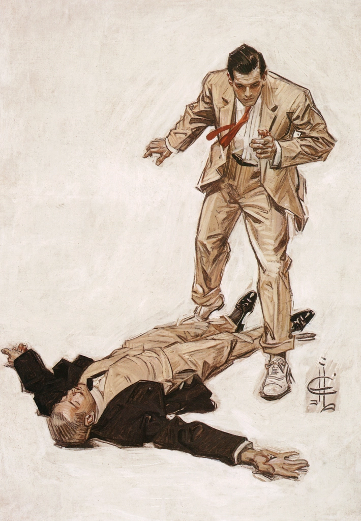 Two Men Fighting (from The Voice in the Rice) by J. C. Leyendecker (1909) | from J.C. Leyendecker: American Imagist