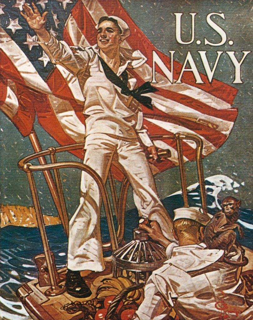 U S Navy Recruitment Poster by J. C. Leyendecker (1918) | from The J. C. Leyendecker Poster Book