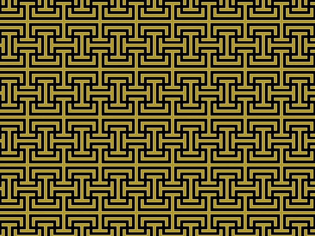 6種類の工字繋ぎのパターン背景イラストとベクター | 金色と黒色