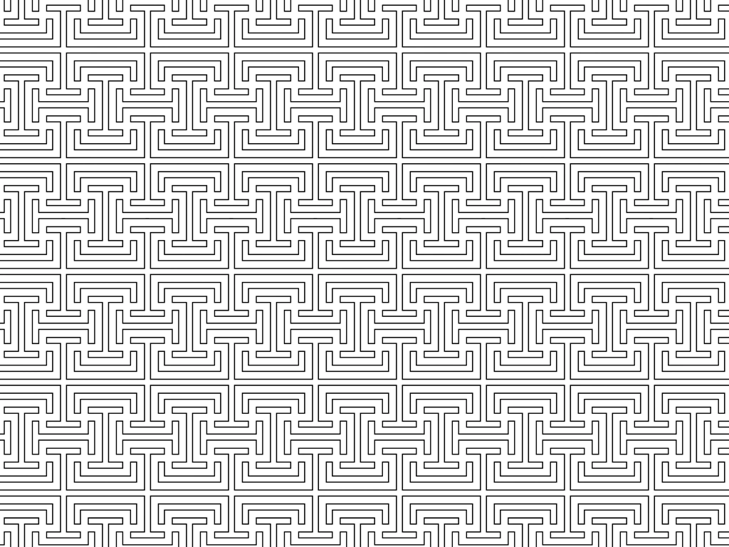 6種類の工字繋ぎのパターン背景イラストとベクター | 白色と黒色の線