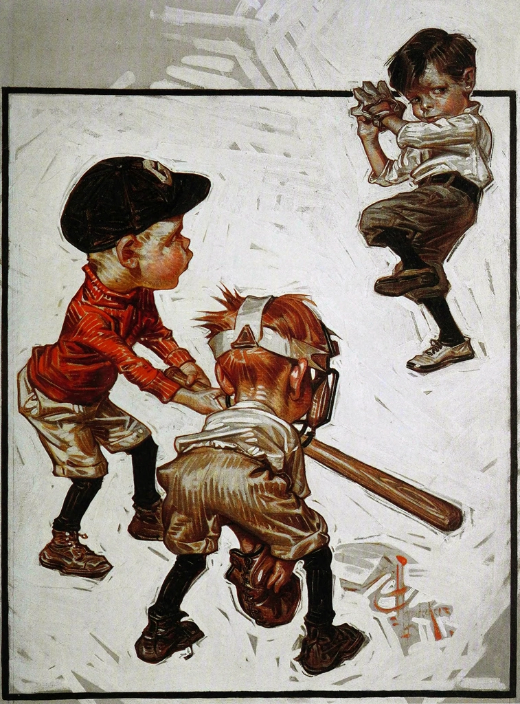 「野球をしている子供たち」 J・C・ライエンデッカー （1915年） | The J. C. Leyendecker Collectionより