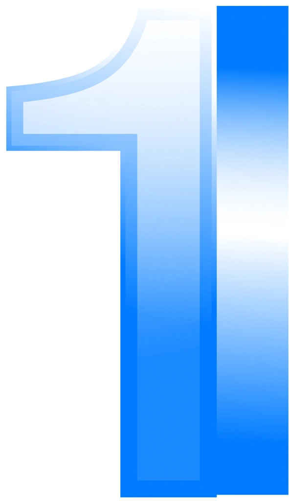 6種類の数字の1のイラストとベクター | 青色