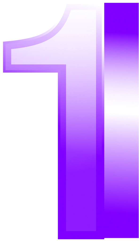 6種類の数字の1のイラストとベクター | 紫色