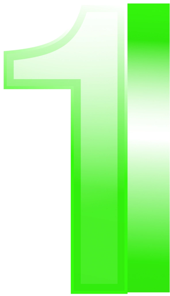 6種類の数字の1のイラストとベクター | 緑色