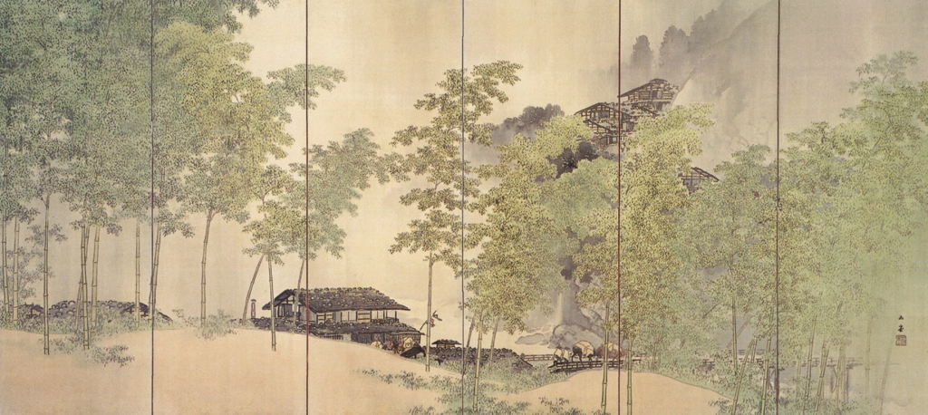 「細雨」 川合玉堂 （1911年） | 右隻 没後50年 川合玉堂展 時を超え よみがえる日本自然より