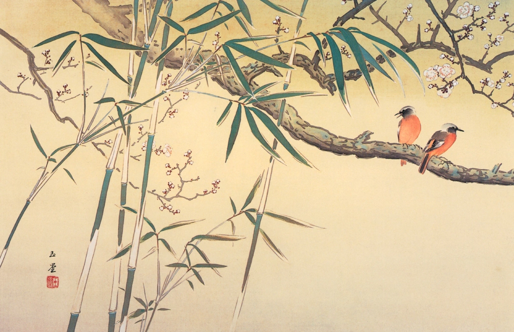 「野梅小禽」 川合玉堂 （1929年） | 没後50年 川合玉堂展 時を超え よみがえる日本自然より