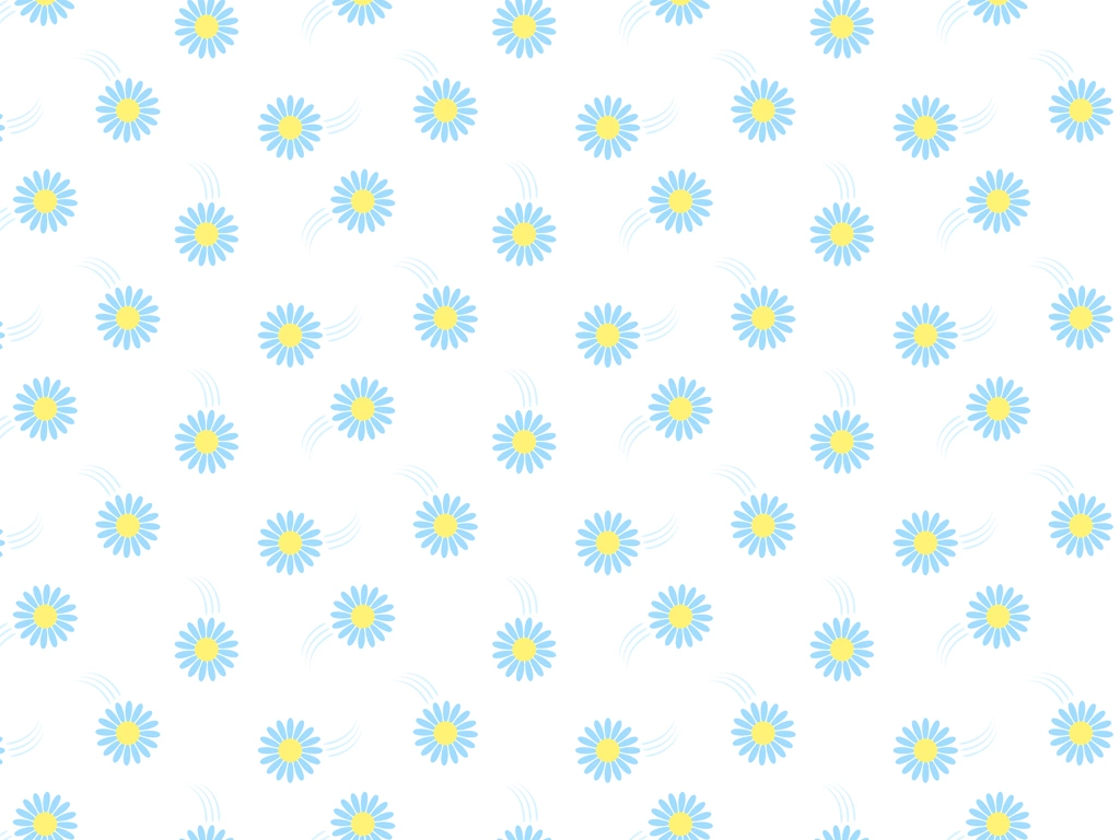 6種類のキク科の花柄模様の背景イラストとベクター | 水色と白色