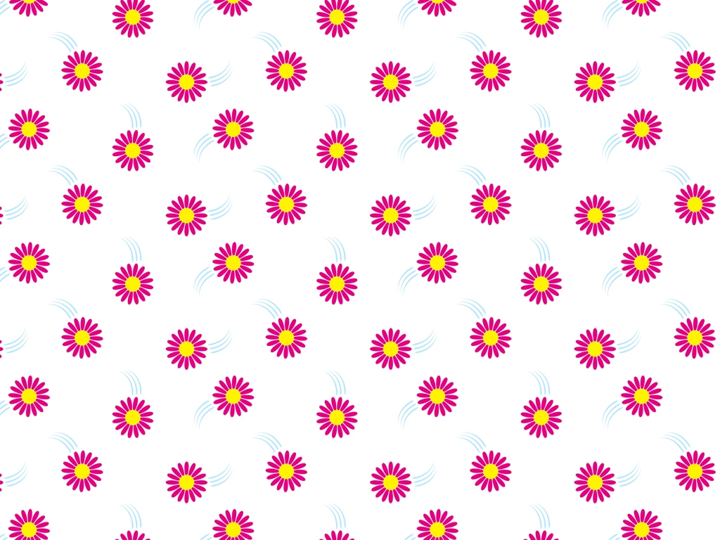 6種類のキク科の花柄模様の背景イラストとベクター | ピンク色と白色