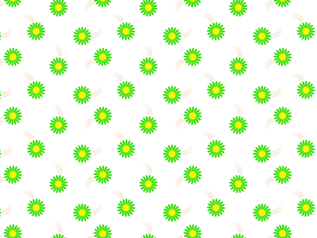 6種類のキク科の花柄模様の背景イラストとベクター | 緑色と白色
