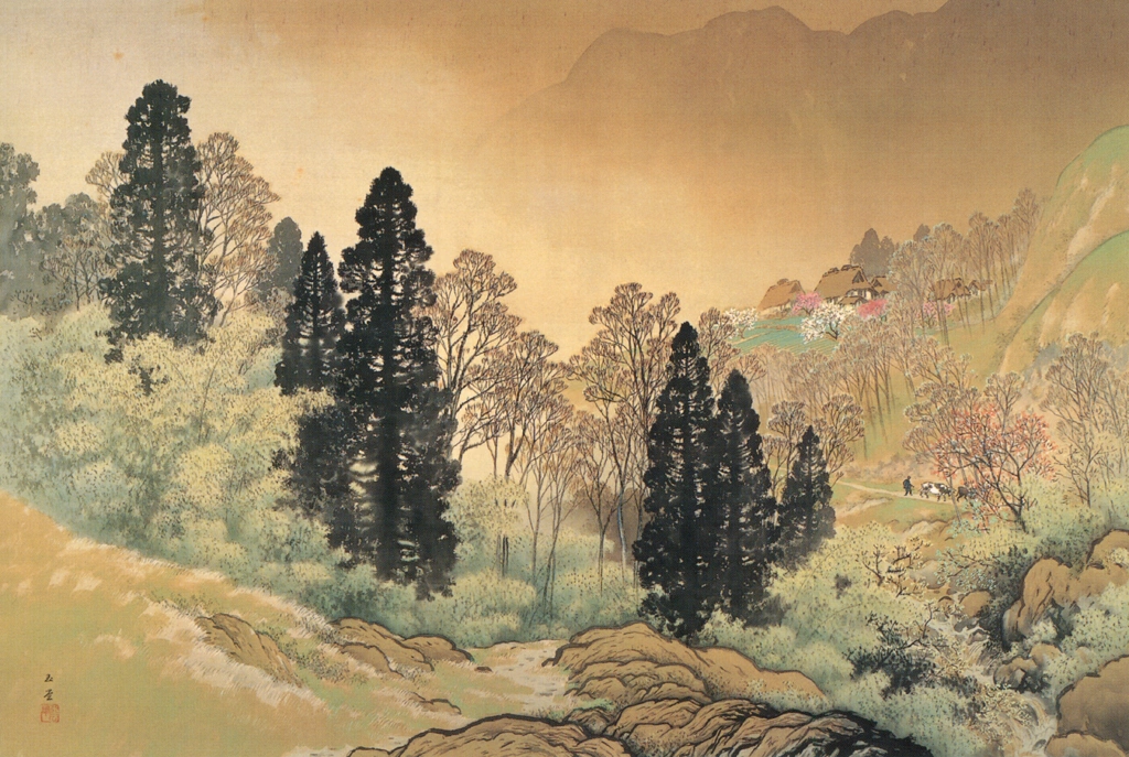 「山村春酣図」 川合玉堂 （1932年） | 没後50年 川合玉堂展 時を超え よみがえる日本自然より