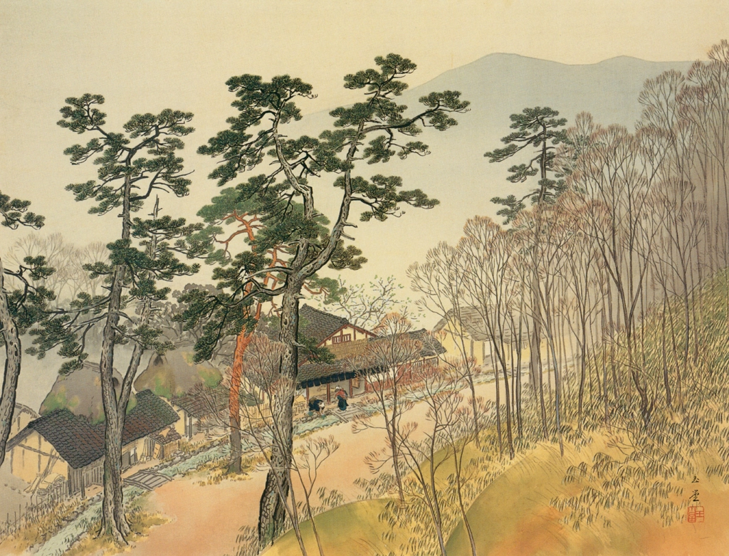 「中仙道之春」 川合玉堂 （1938年頃） | 没後50年 川合玉堂展 時を超え よみがえる日本自然より