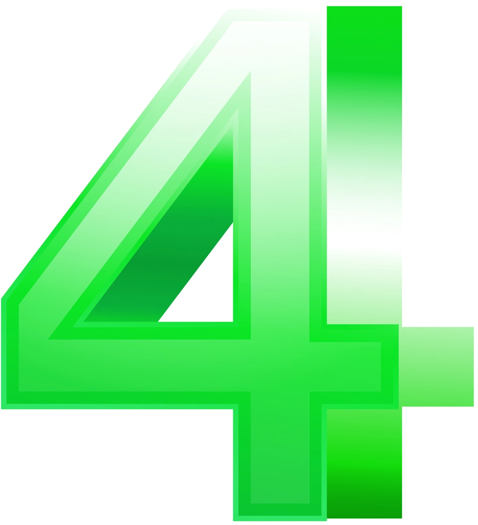 6種類の数字の4のイラストとベクター | 緑色