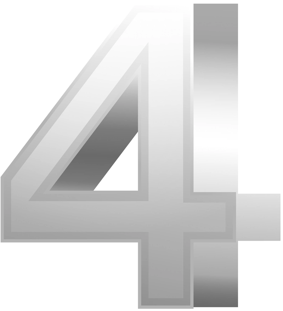 6種類の数字の4のイラストとベクター | 銀色