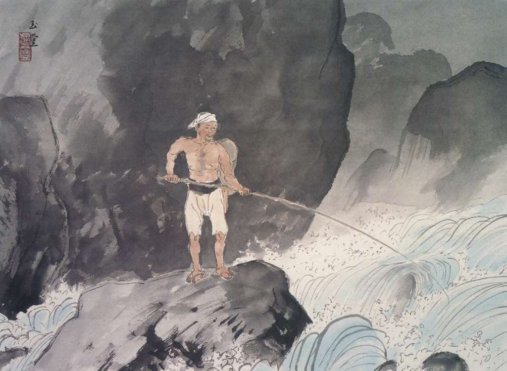 「鮎釣」 川合玉堂 （1950年） | 没後50年 川合玉堂展 時を超え よみがえる日本自然より